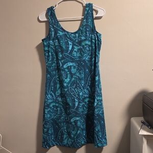 Athleta Teal and Blue Paisley Mini Dress
